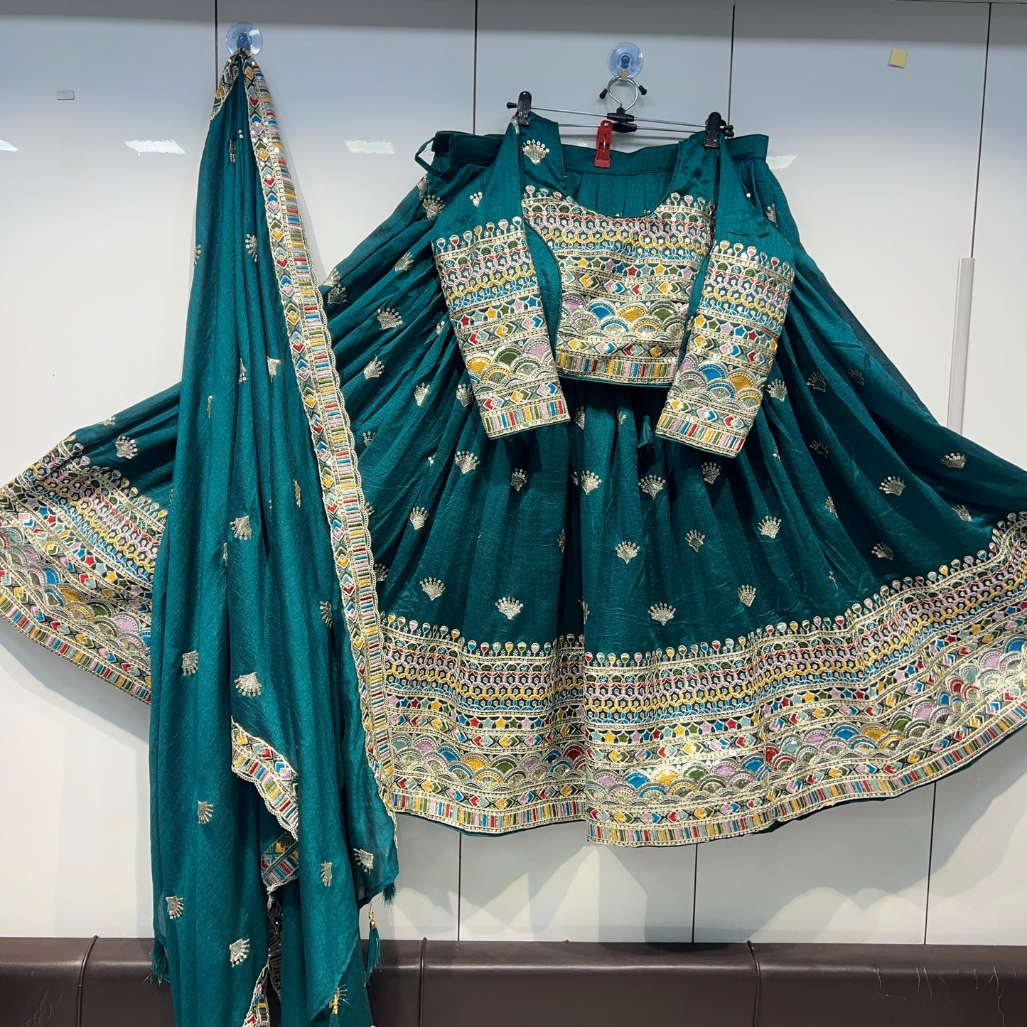 6mtr flair Pannel intricate embroidery worked Lehnga set