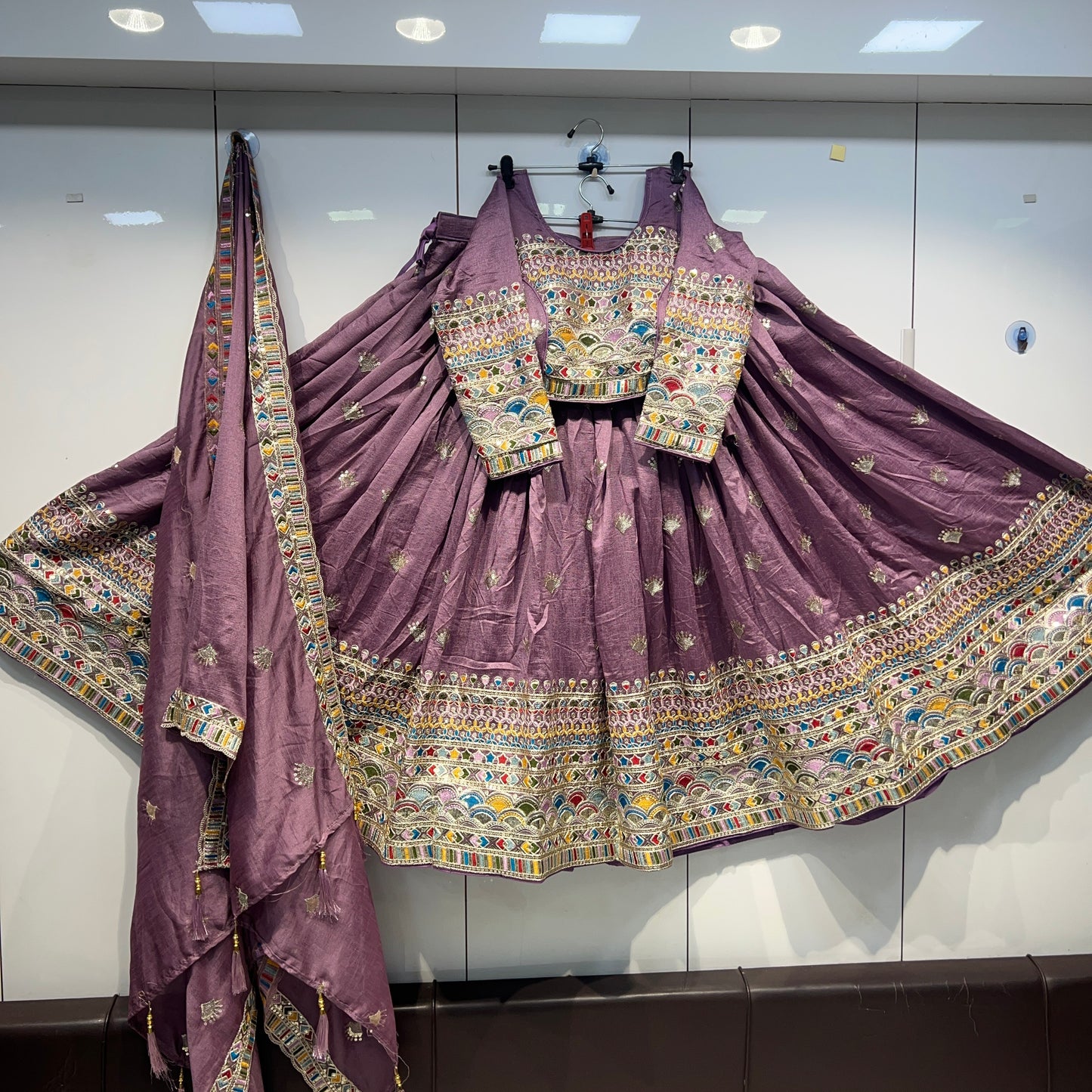 6mtr flair Pannel intricate embroidery worked Lehnga set