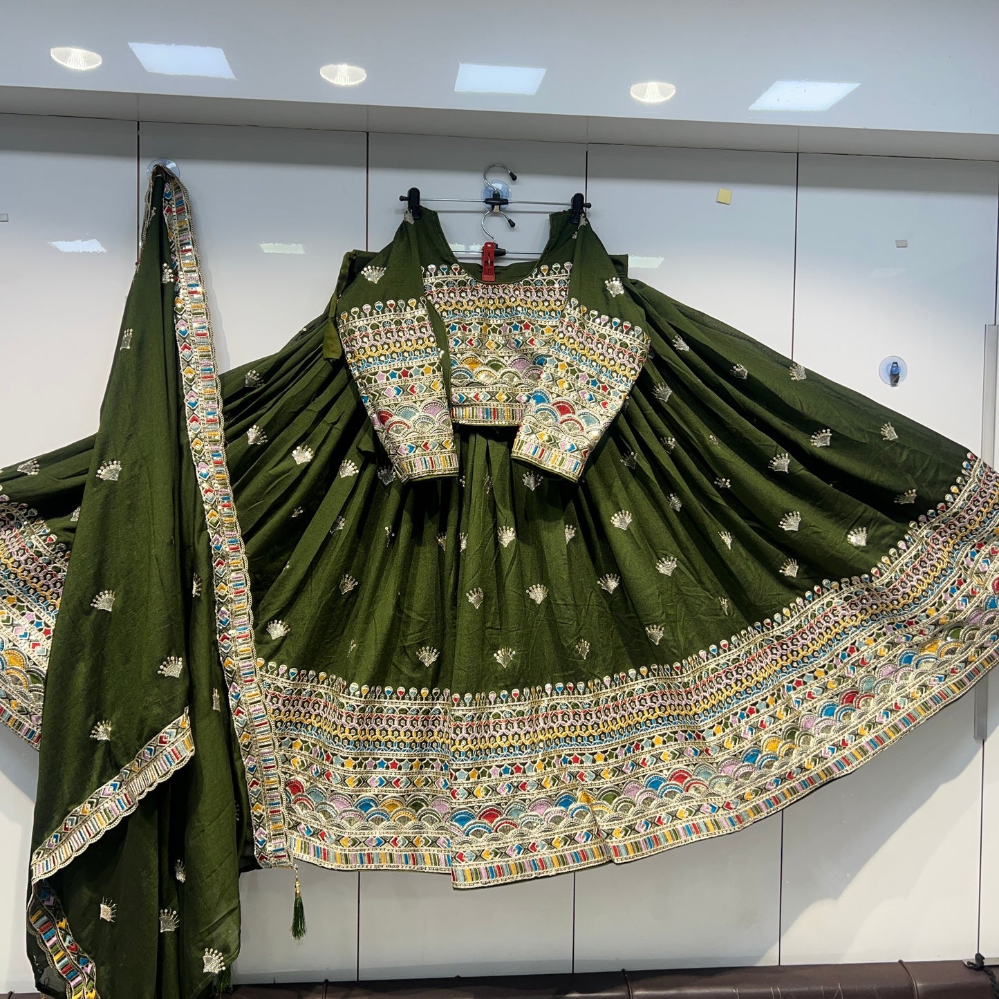 6mtr flair Pannel intricate embroidery worked Lehnga set