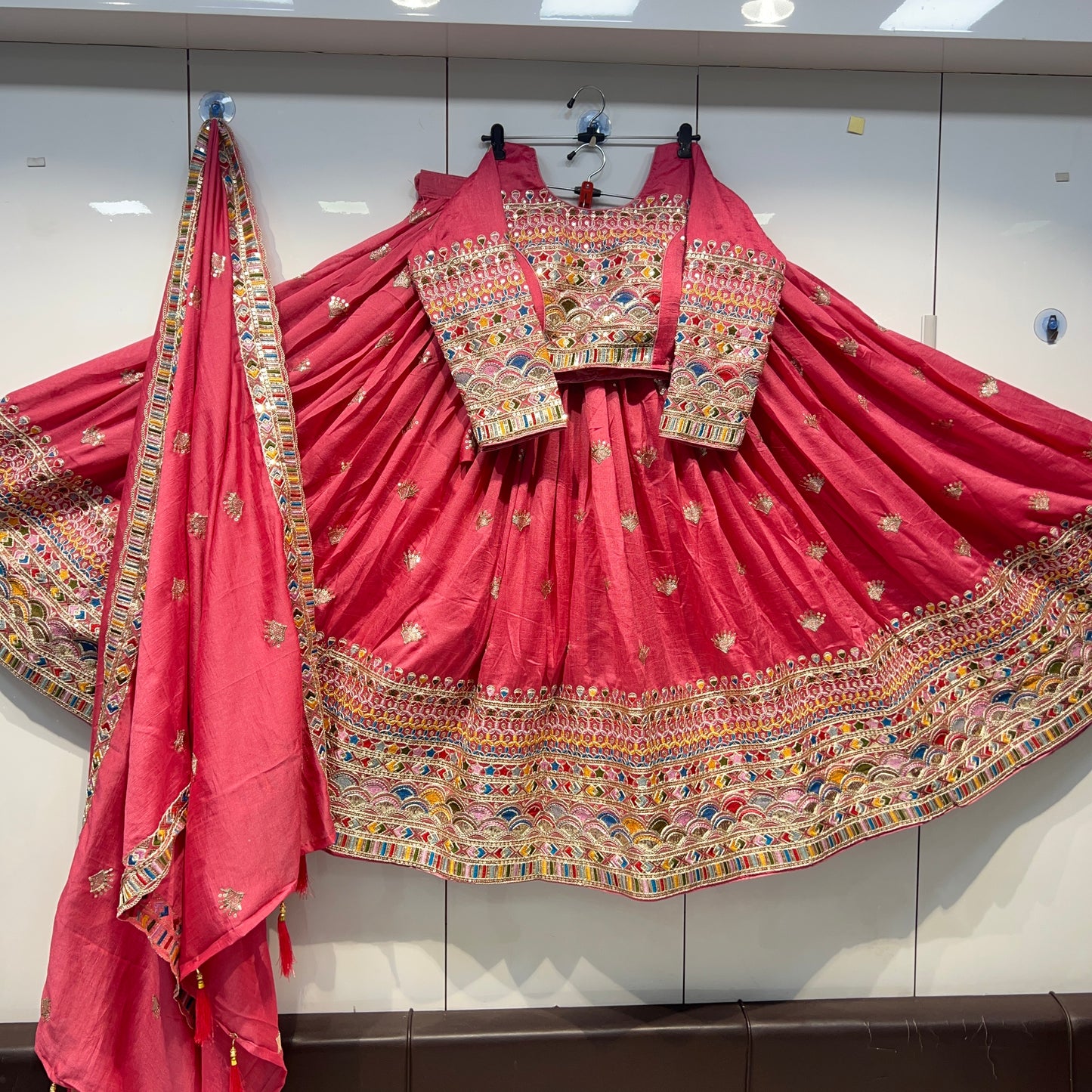 6mtr flair Pannel intricate embroidery worked Lehnga set