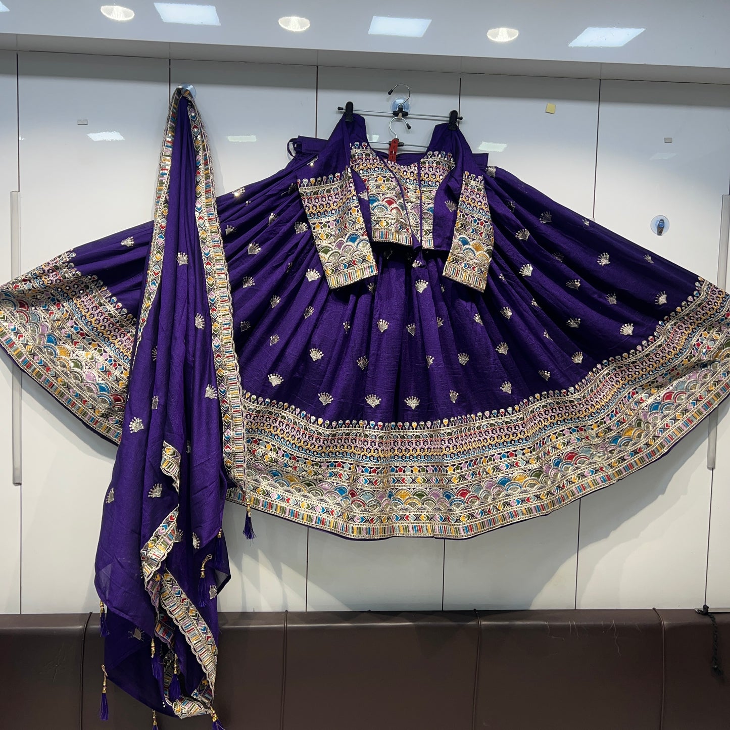 6mtr flair Pannel intricate embroidery worked Lehnga set