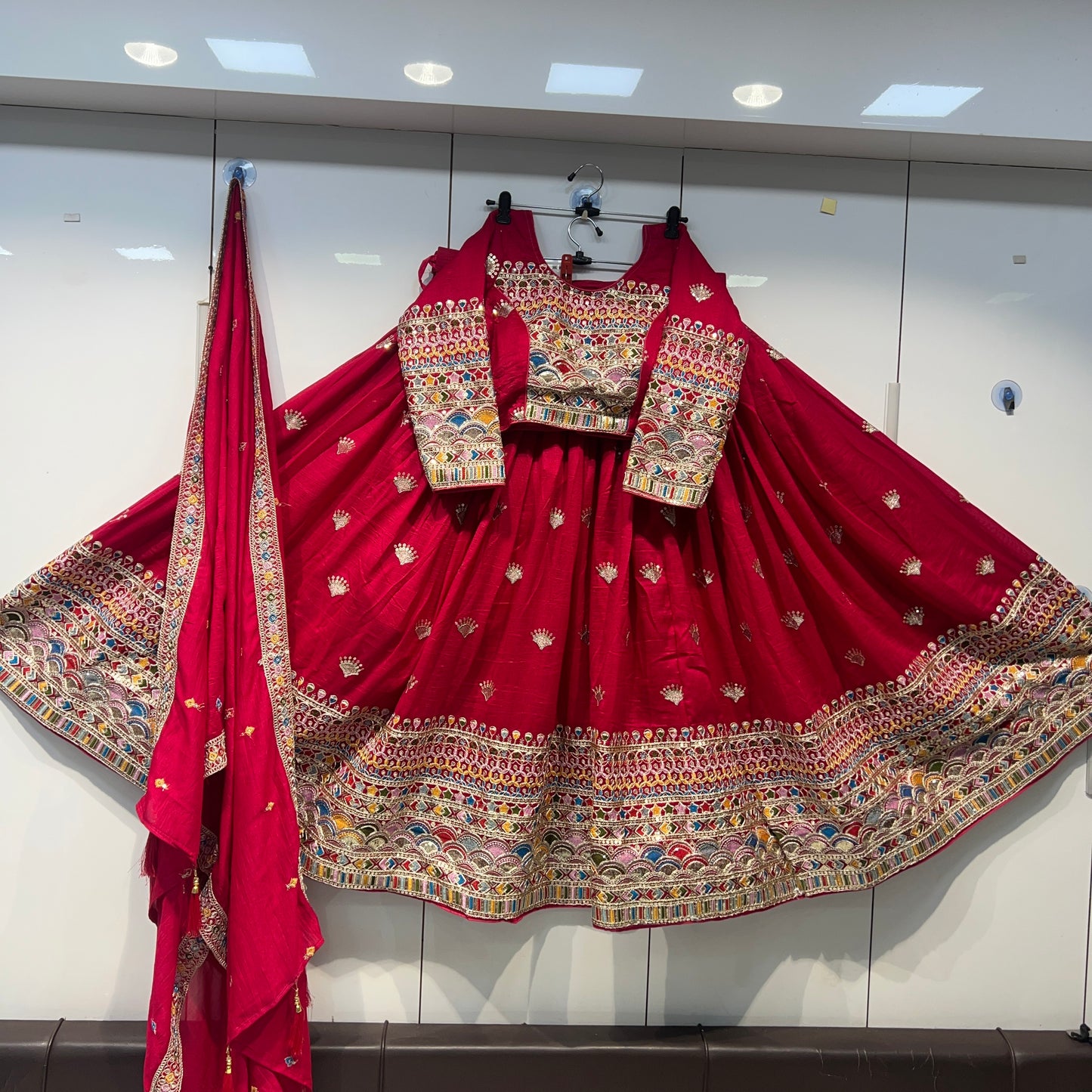 6mtr flair Pannel intricate embroidery worked Lehnga set