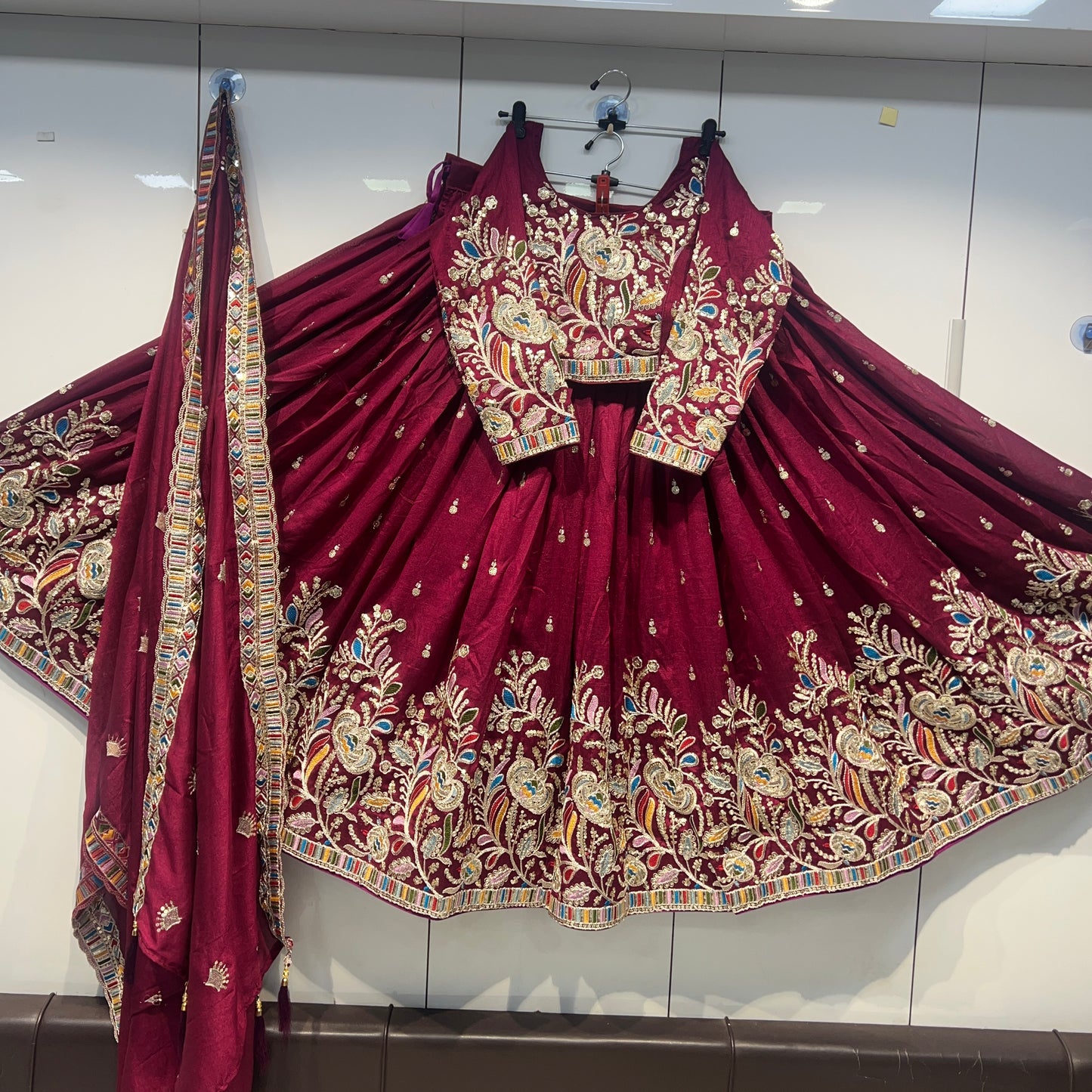 6mtr flair Pannel intricate embroidery worked Lehnga set