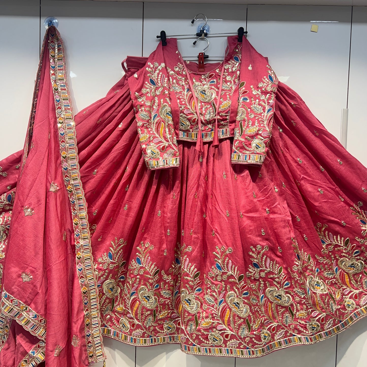 6mtr flair Pannel intricate embroidery worked Lehnga set