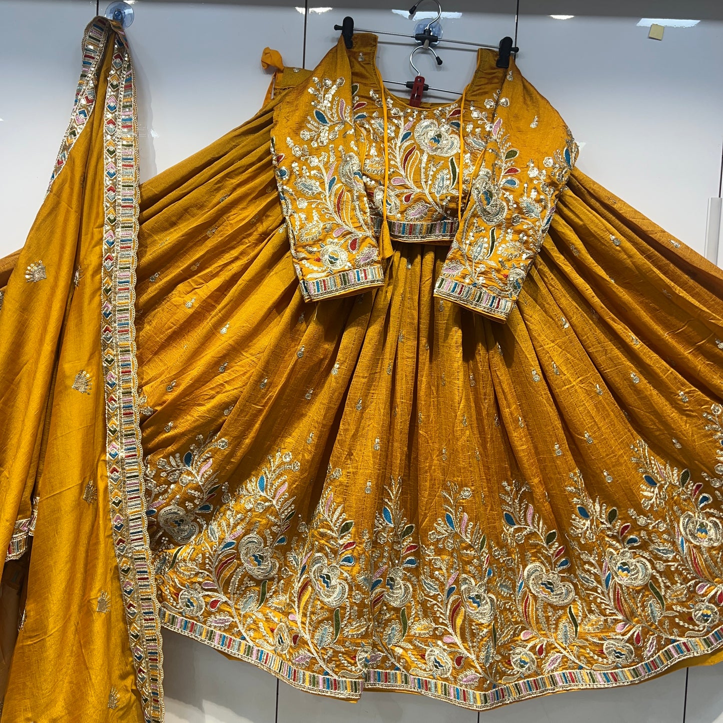 6mtr flair Pannel intricate embroidery worked Lehnga set