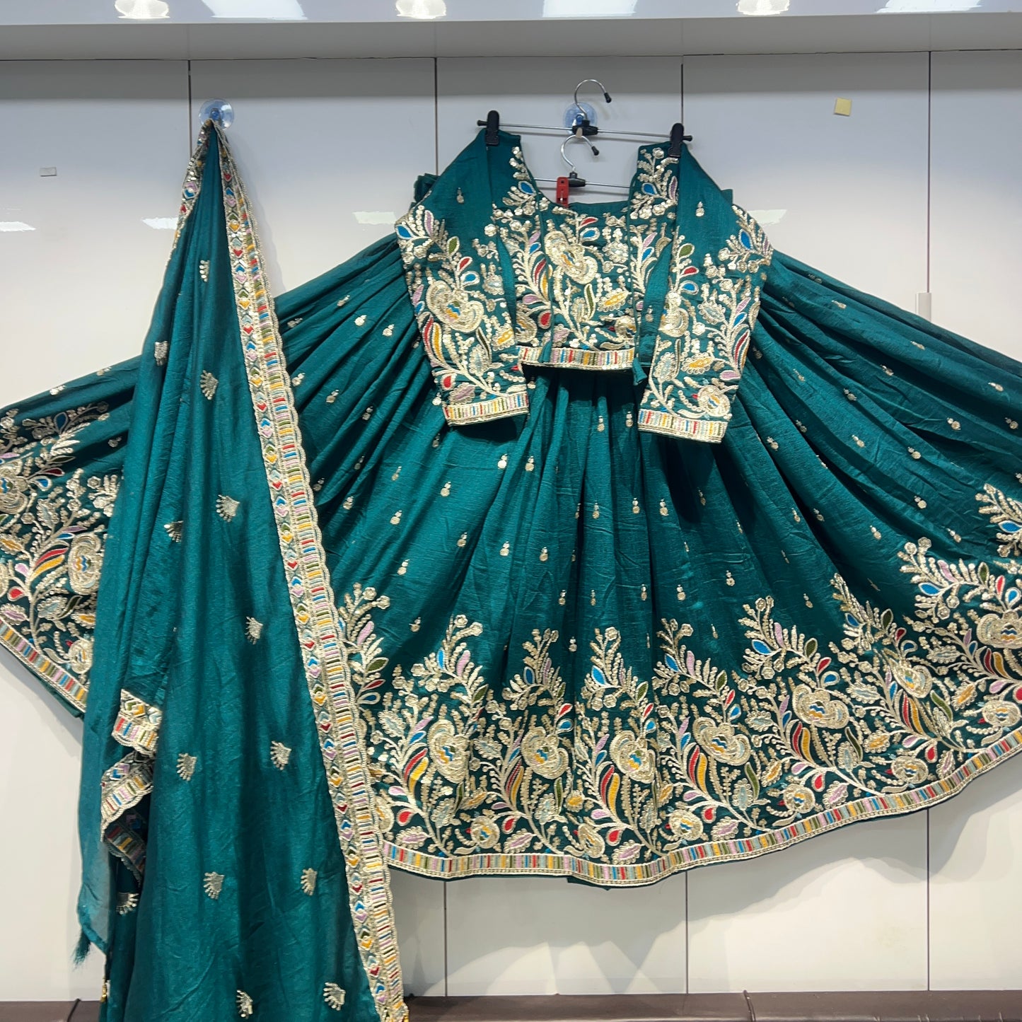 6mtr flair Pannel embroidery worked Lehnga set