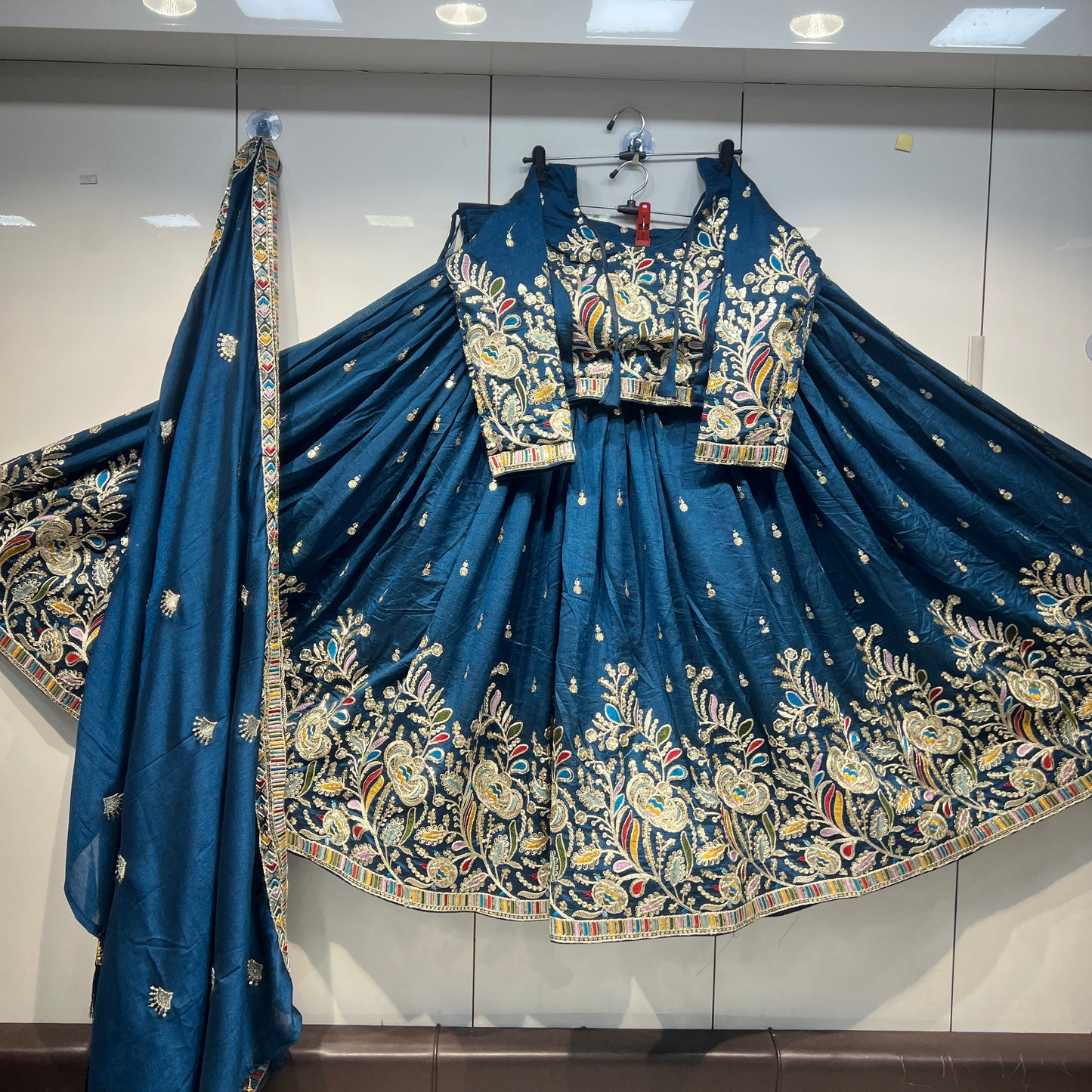 6mtr flair Pannel embroidery worked Lehnga set