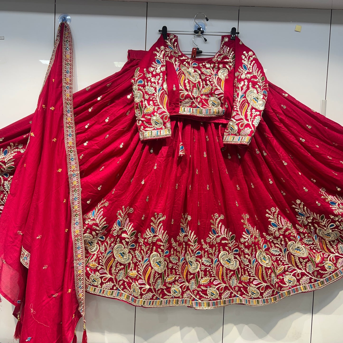 6mtr flair Pannel embroidery worked Lehnga set