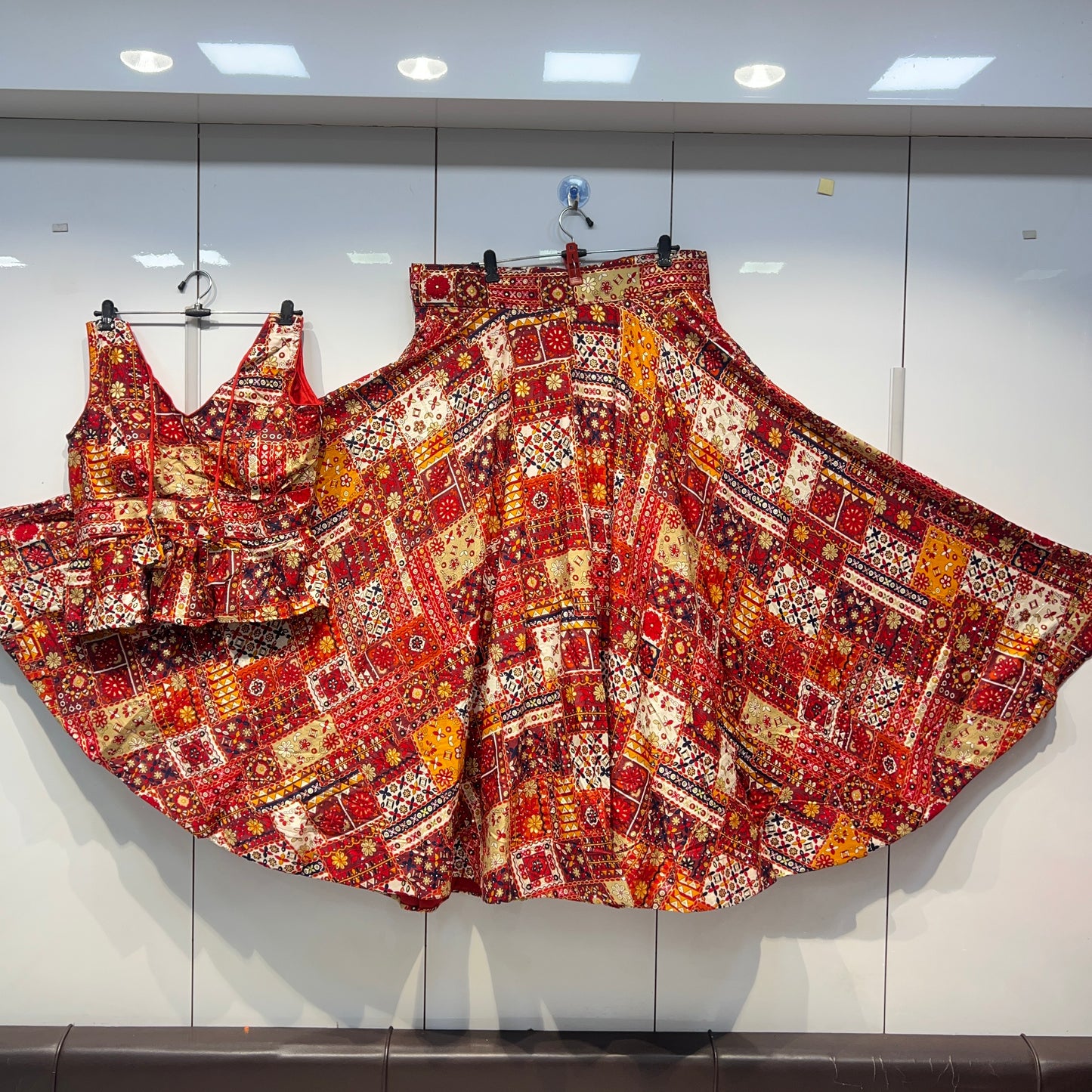 8mtr flair Rayon silk Lehnga Blouse Set