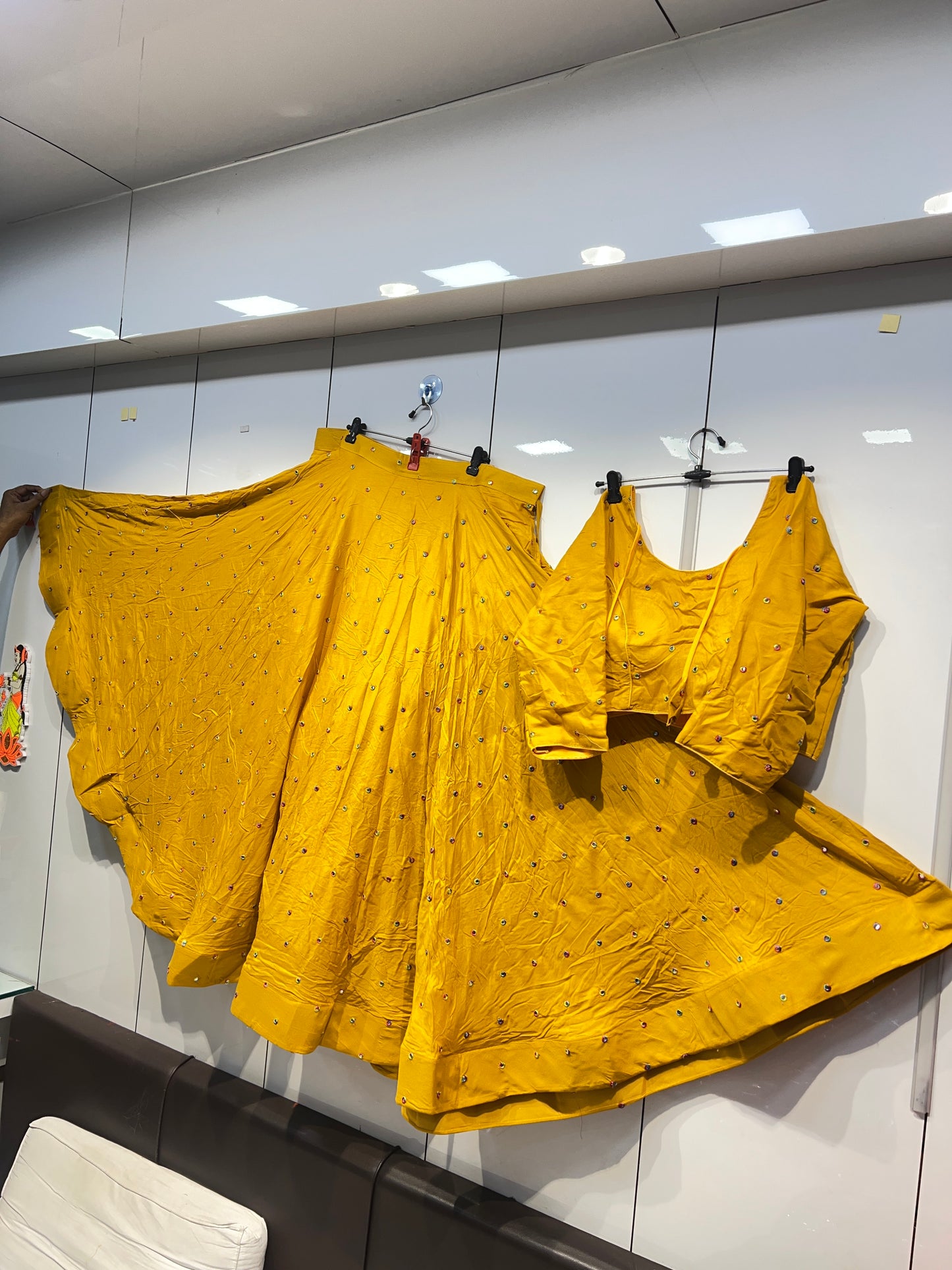 8Mtr Flair Rayon Sequence Buti Worked Lehenga Blouse Set