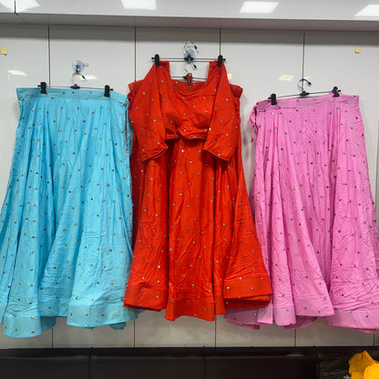 8Mtr Flair Rayon Sequence Buti Worked Lehenga Blouse Set