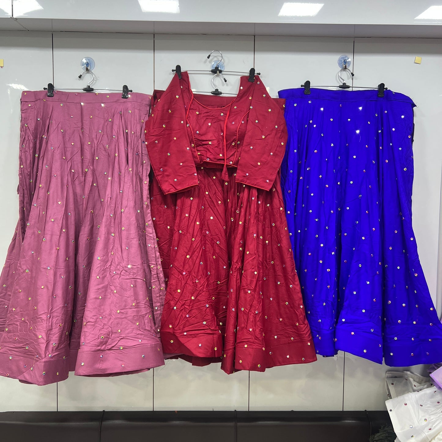 8Mtr Flair Rayon Sequence Buti Worked Lehenga Blouse Set