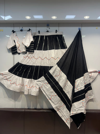 6 MTR flair heavy Thread work Cutting pasting Chaniya choli Duppata set