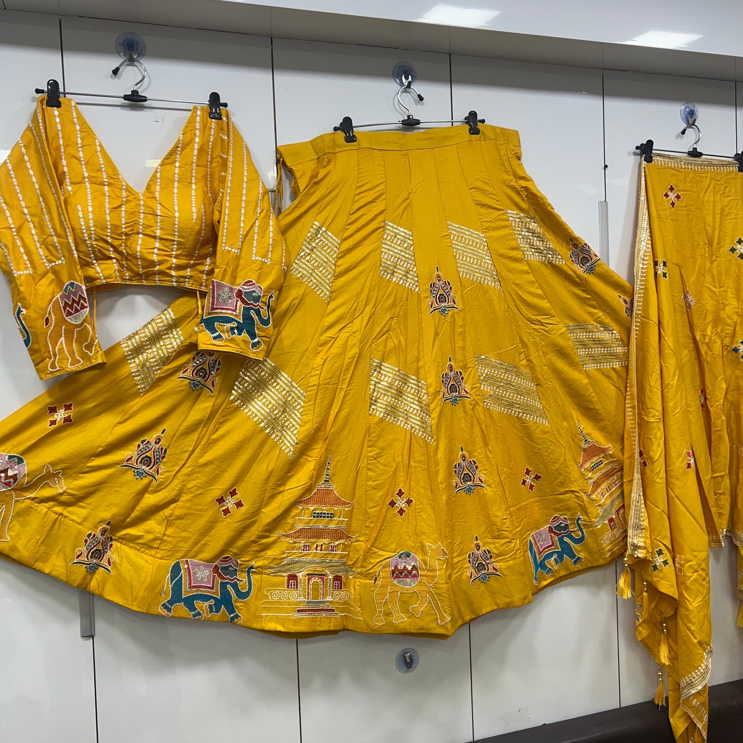 20 Kali Heavy Thread work Lehenga, Blouse and Dupatta Set