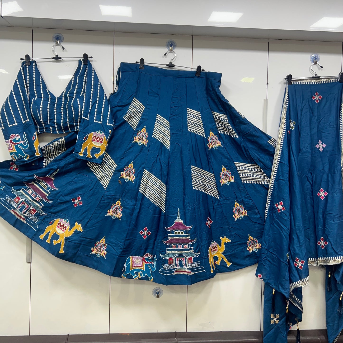 20 Kali Heavy Thread work Lehenga, Blouse and Dupatta Set