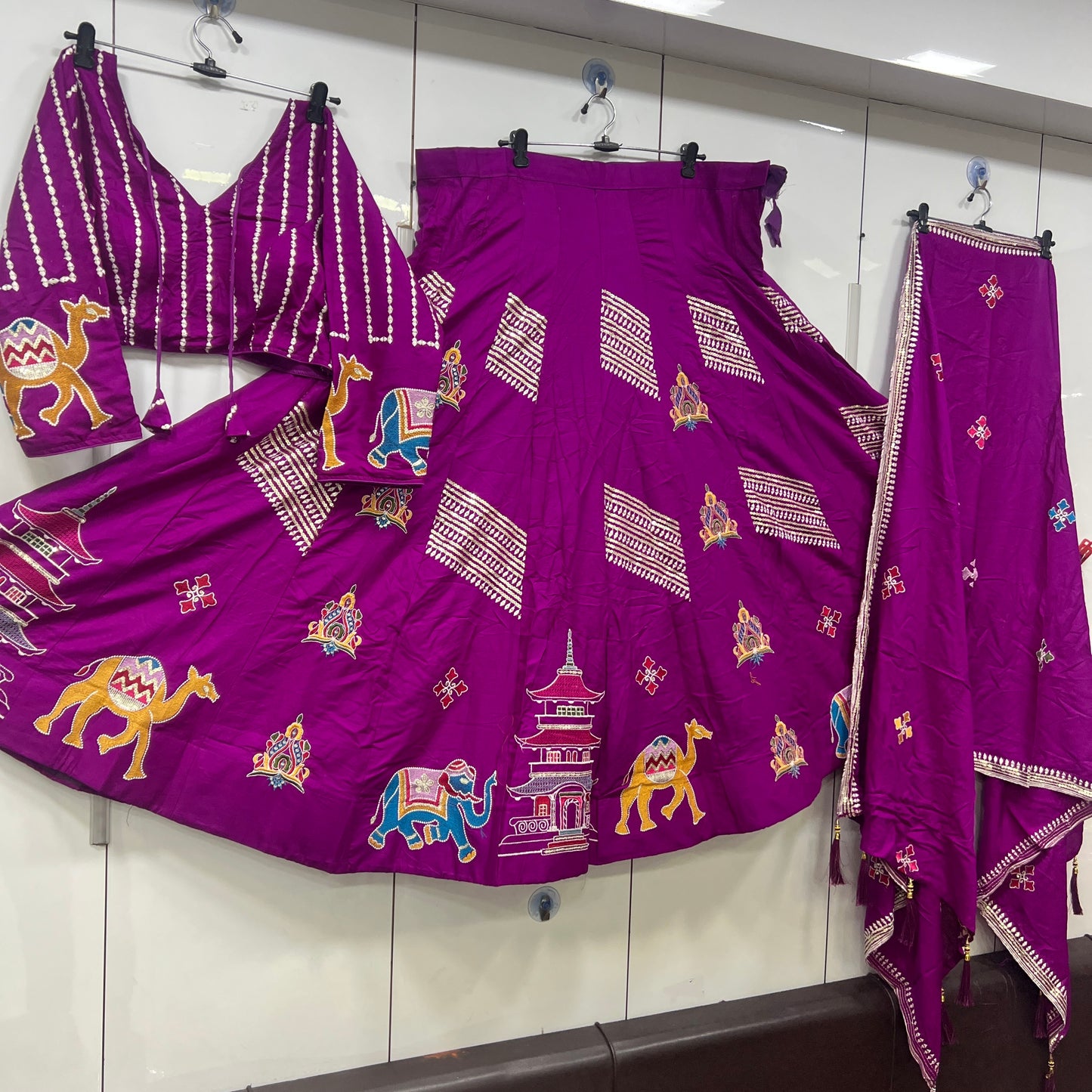 20 Kali Heavy Thread work Lehenga, Blouse and Dupatta Set