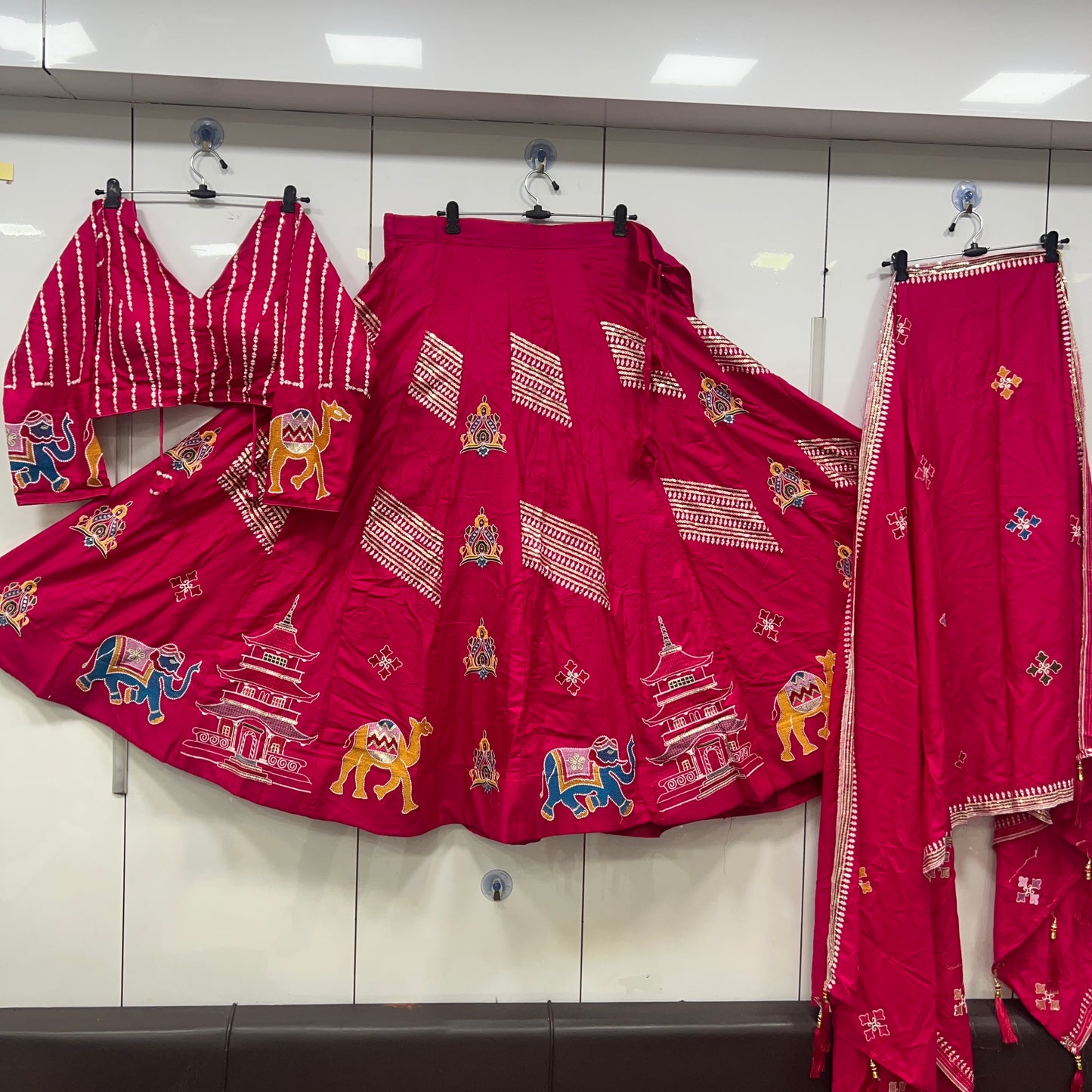 20 Kali Heavy Thread work Lehenga, Blouse and Dupatta Set