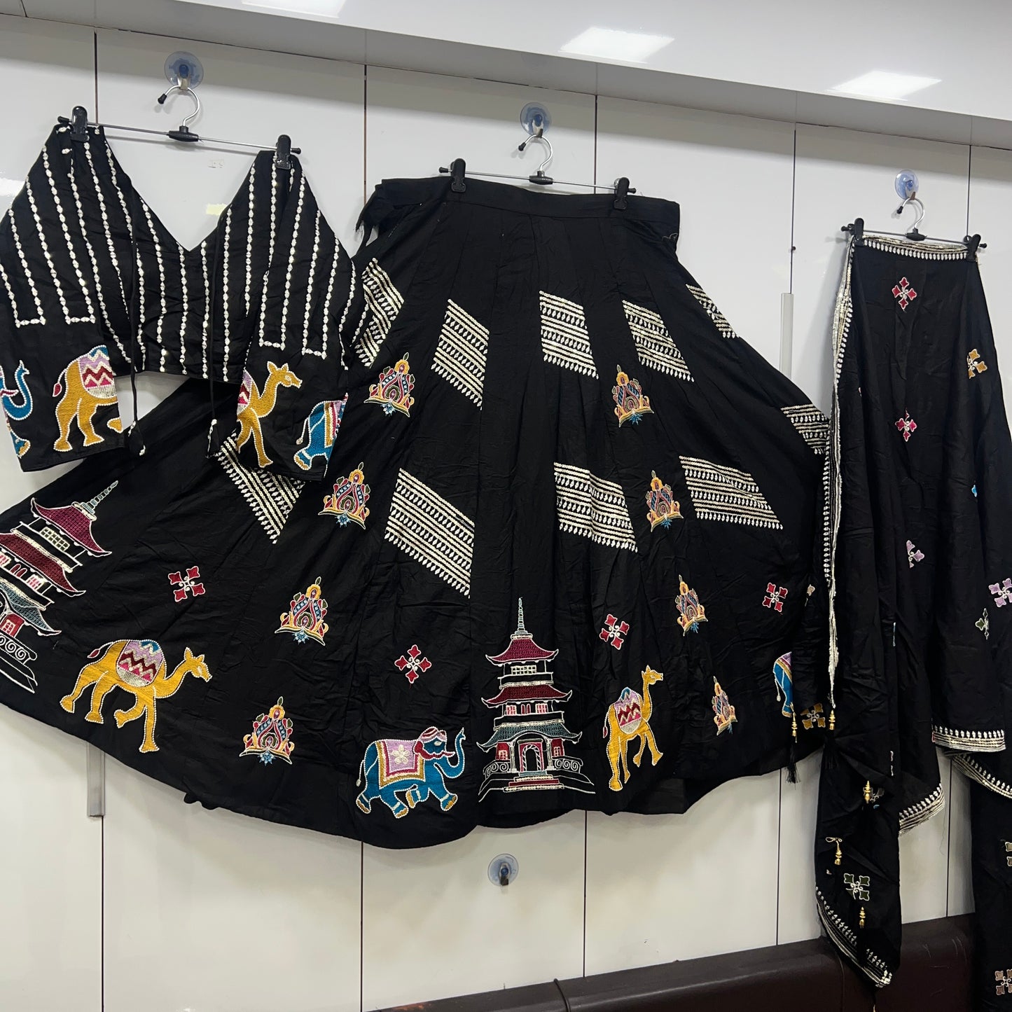 20 Kali Heavy Thread work Lehenga, Blouse and Dupatta Set