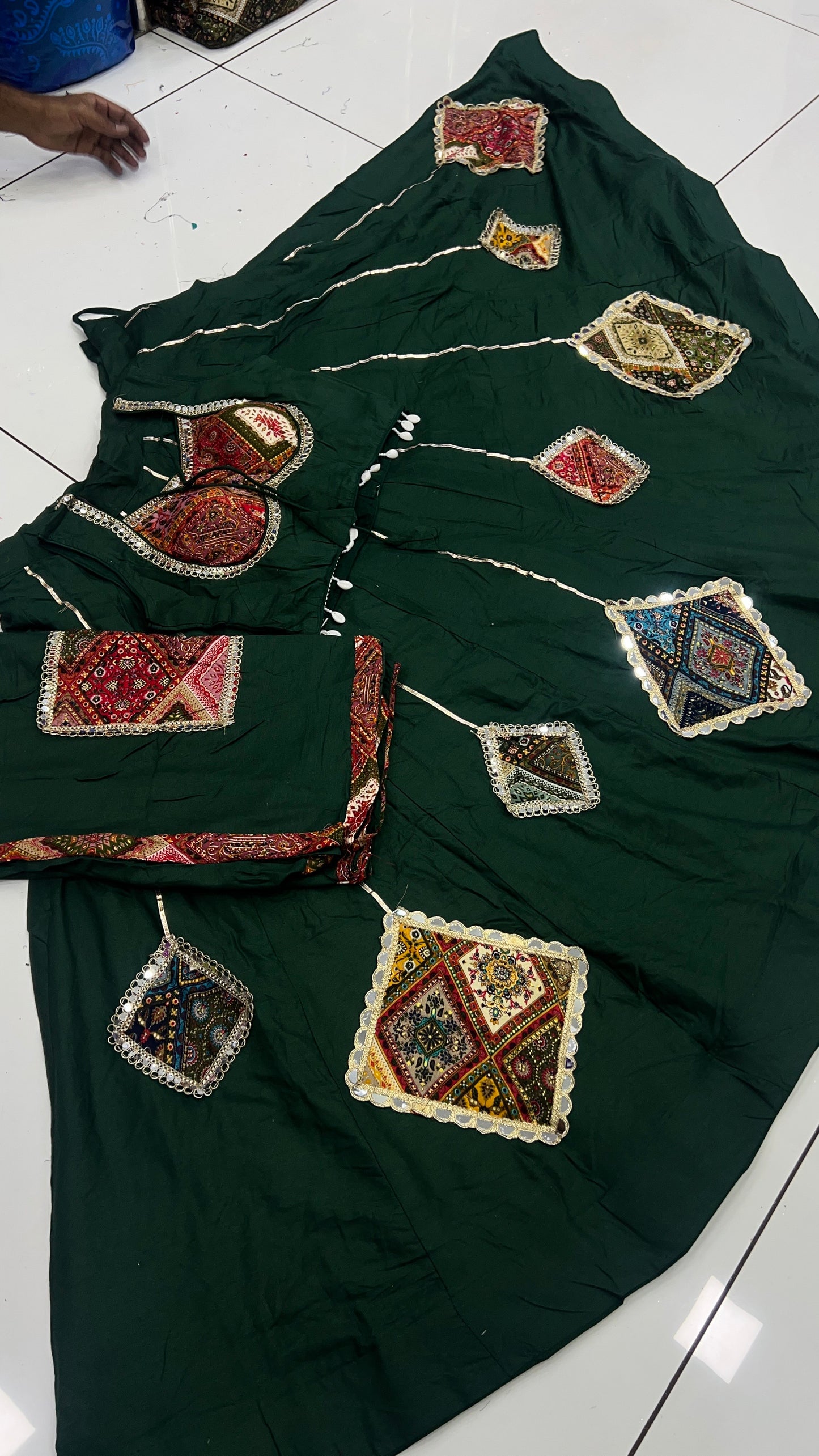 Original Mirror Heavy Patch Work Lehenga, Blouse and Dupatta Set