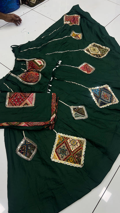 Original Mirror Heavy Patch Work Lehenga, Blouse and Dupatta Set