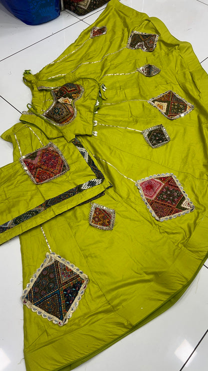 Original Mirror Heavy Patch Work Lehenga, Blouse and Dupatta Set
