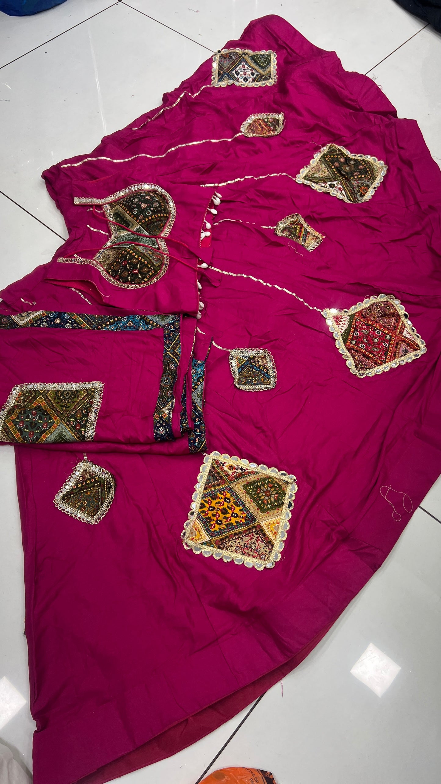 Original Mirror Heavy Patch Work Lehenga, Blouse and Dupatta Set