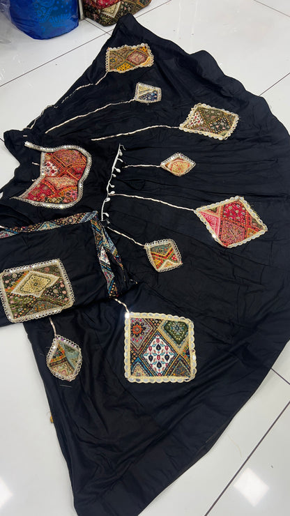 Original Mirror Heavy Patch Work Lehenga, Blouse and Dupatta Set