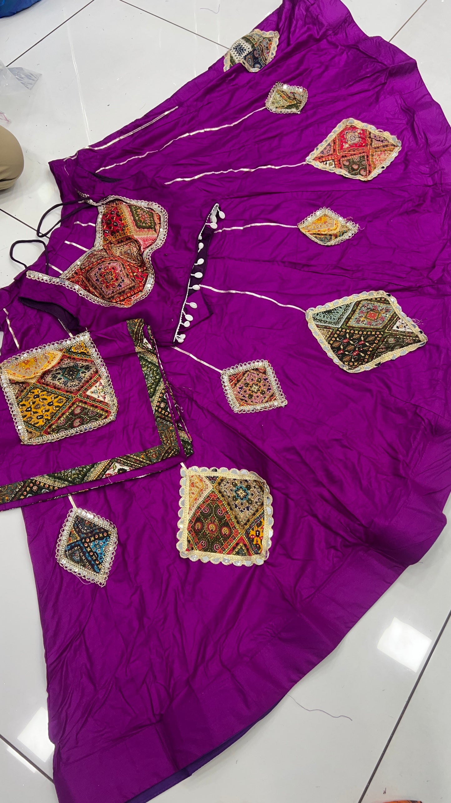 Original Mirror Heavy Patch Work Lehenga, Blouse and Dupatta Set