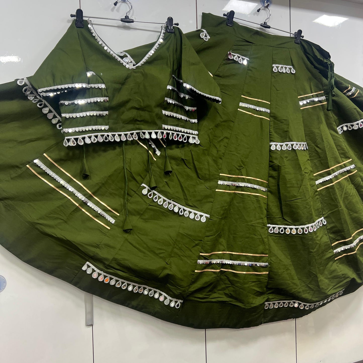 Dupatta Offer, Heavy Original Mirror Lehenga, Blouse and Dupatta  Set