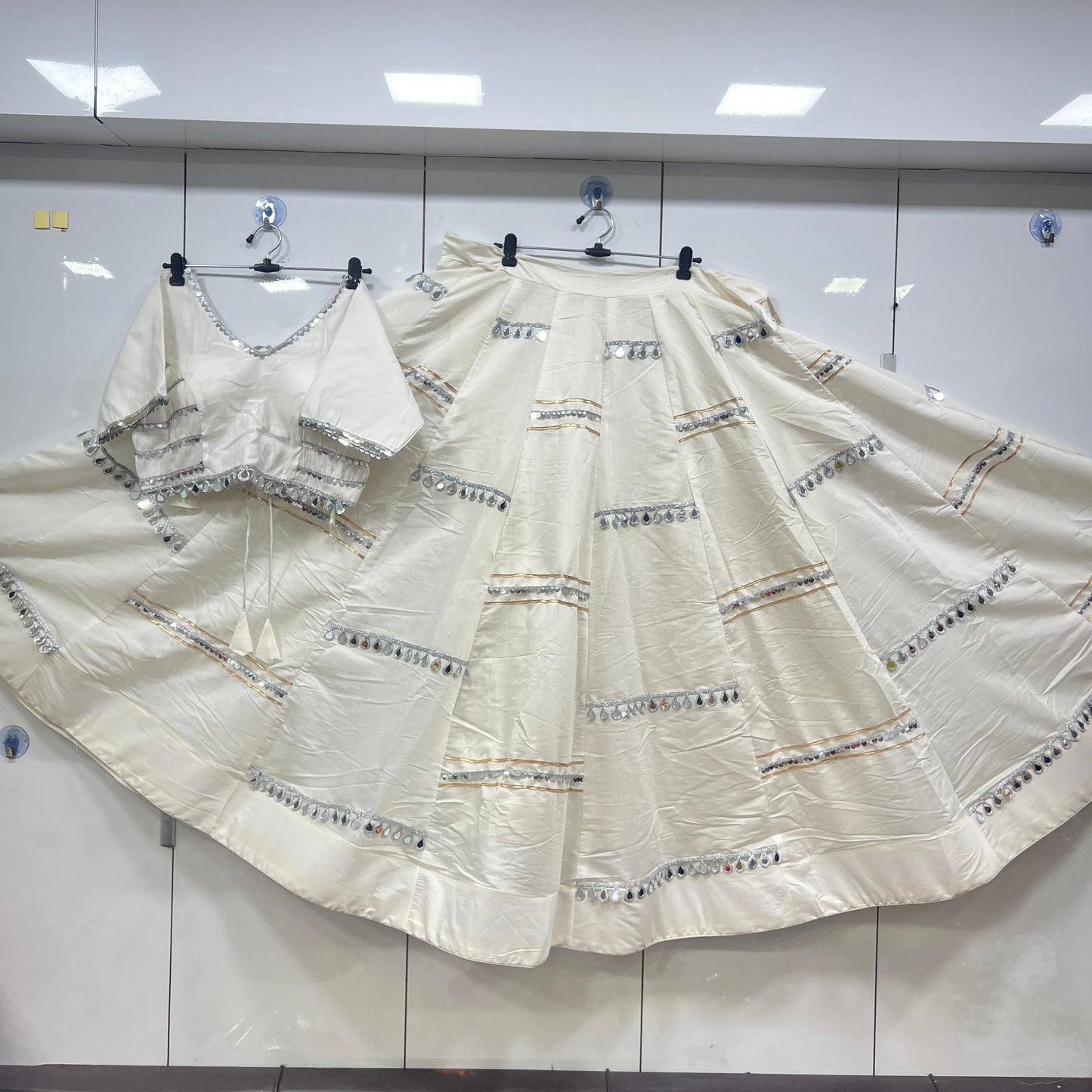 Dupatta Offer, Heavy Original Mirror Lehenga, Blouse and Dupatta  Set