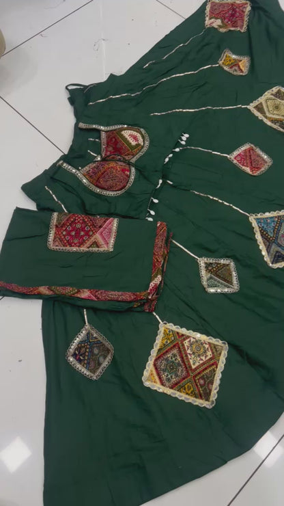 Original Mirror Heavy Patch Work Lehenga, Blouse and Dupatta Set