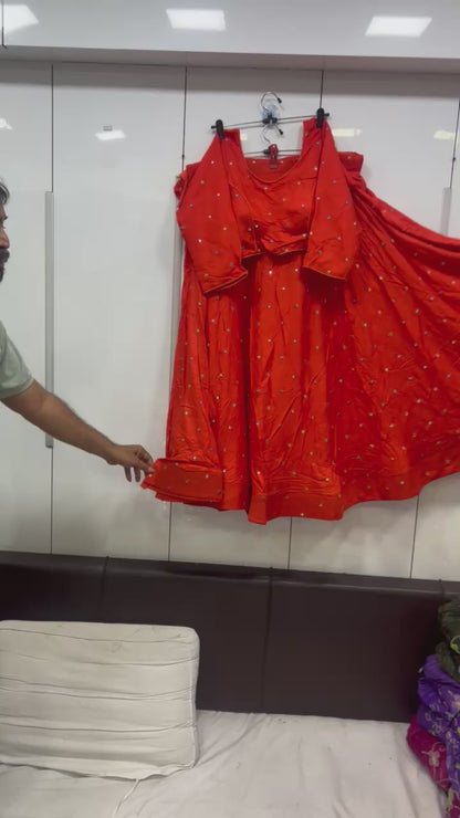 8Mtr Flair Rayon Sequence Buti Worked Lehenga Blouse Set