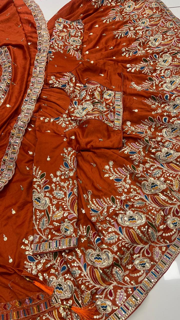Special Offer 6 Mtr Gher Heavy embroidery design lehenga
