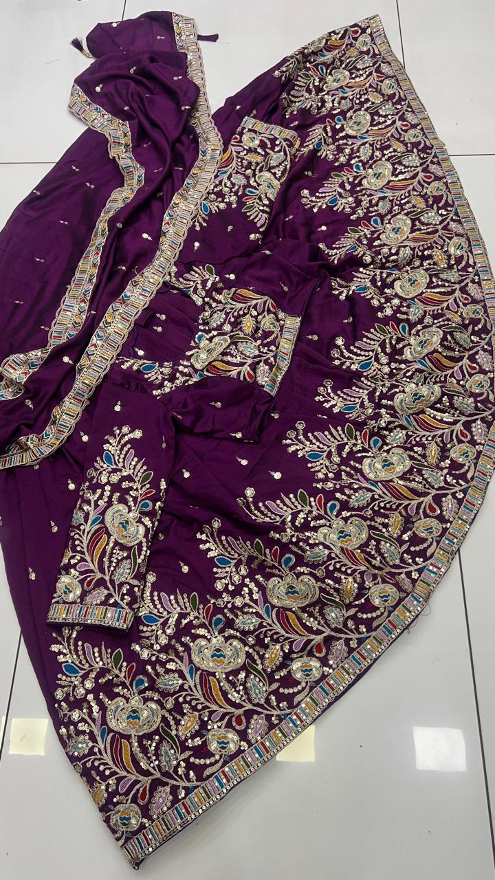 Special Offer 6 Mtr Gher Heavy embroidery design lehenga