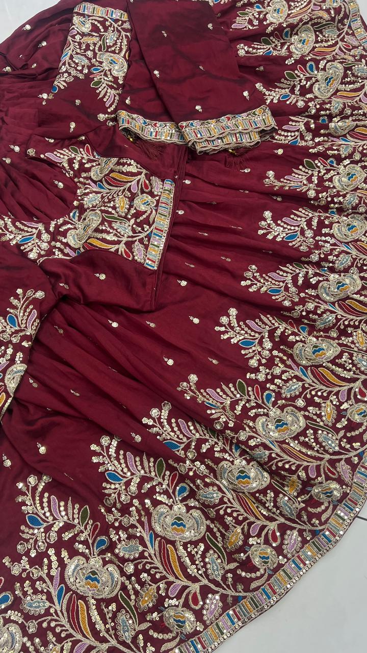 Special Offer 6 Mtr Gher Heavy embroidery design lehenga