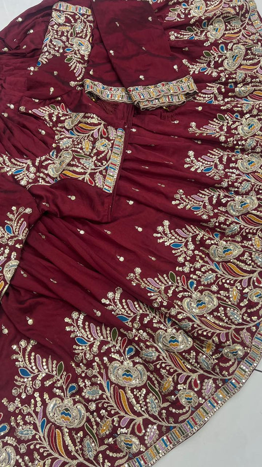 Special Offer 6 Mtr Gher Heavy embroidery design lehenga